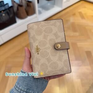 NWT Coach 2-in-1 Wallet Blocked Signature Canvas CBK54 Gold/Sand/Tan